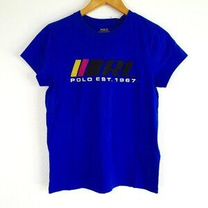 Polo Ralph Lauren Beaded Embroidered Shirt Women's Size S Blue Cotton